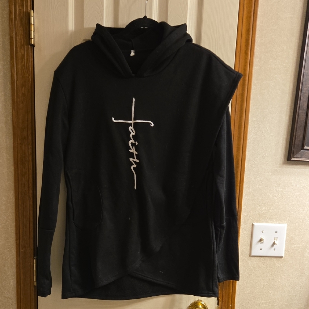 Black Hoodie with White Faith Graphic